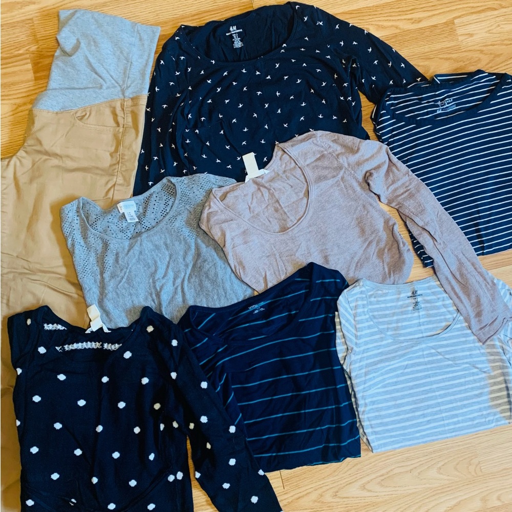 Bundles of maternity clothes